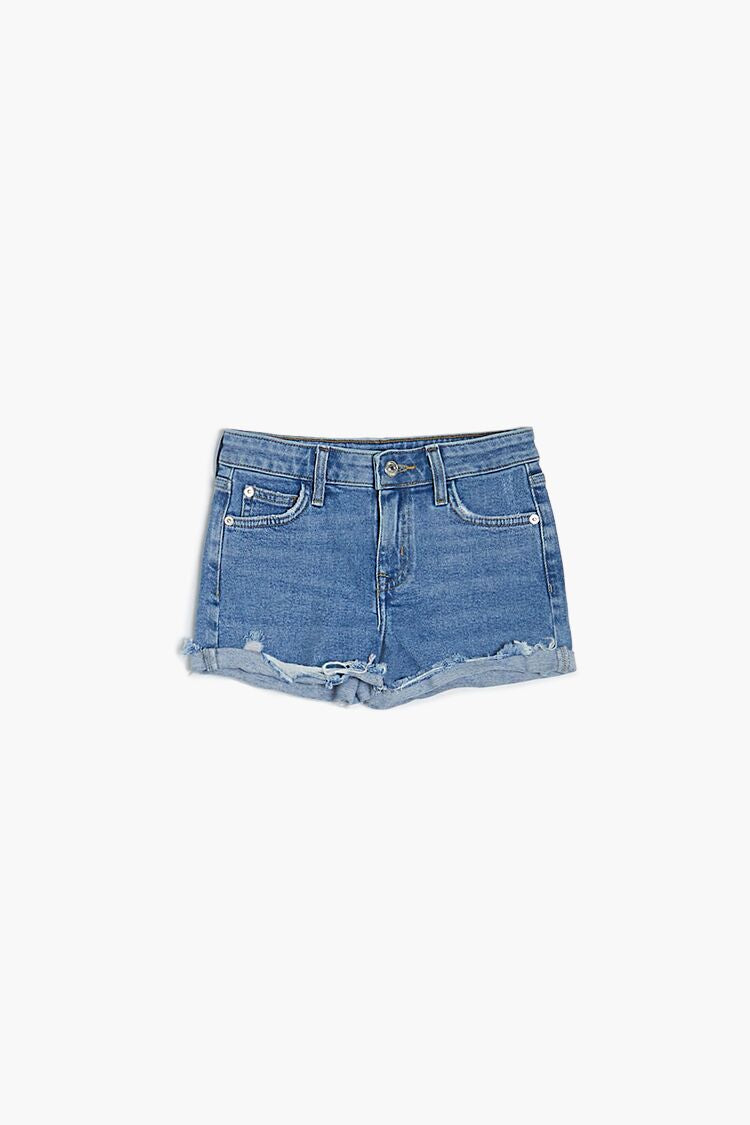 Forever 21 Girls Distressed Denim Shorts (Kids) Light Denim