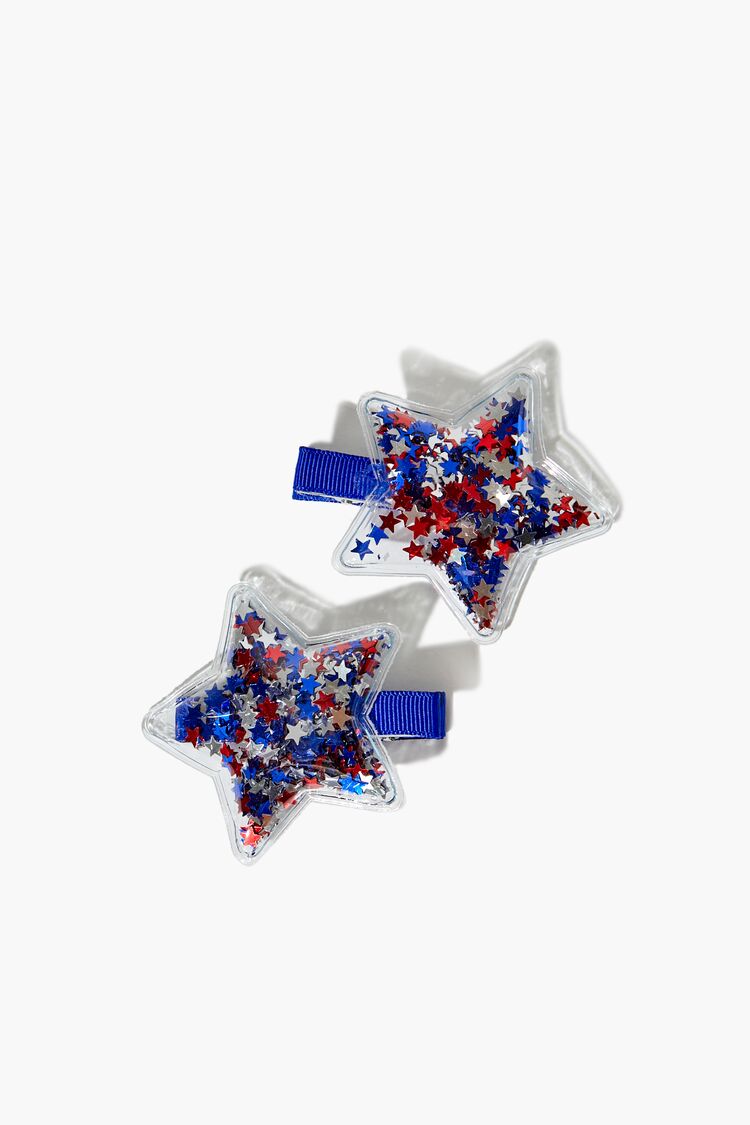 Forever 21 Girls Confetti Star Hair Clip Set (Kids) Blue/Red