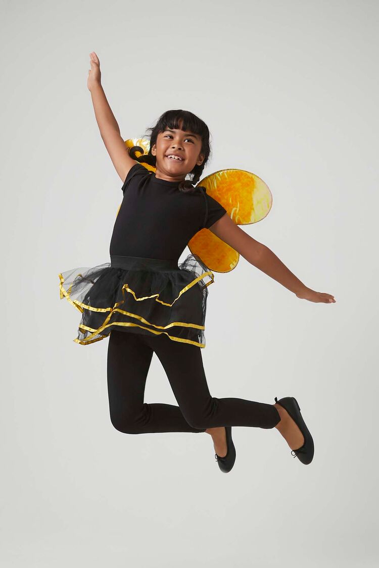 Forever 21 Girls Bee Skirt & Wings Costume Set (Kids) Black/Yellow