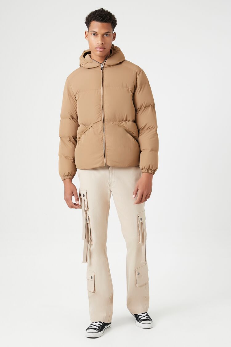 Forever 21 Men's Twill Slim-Fit Cargo Pants Taupe