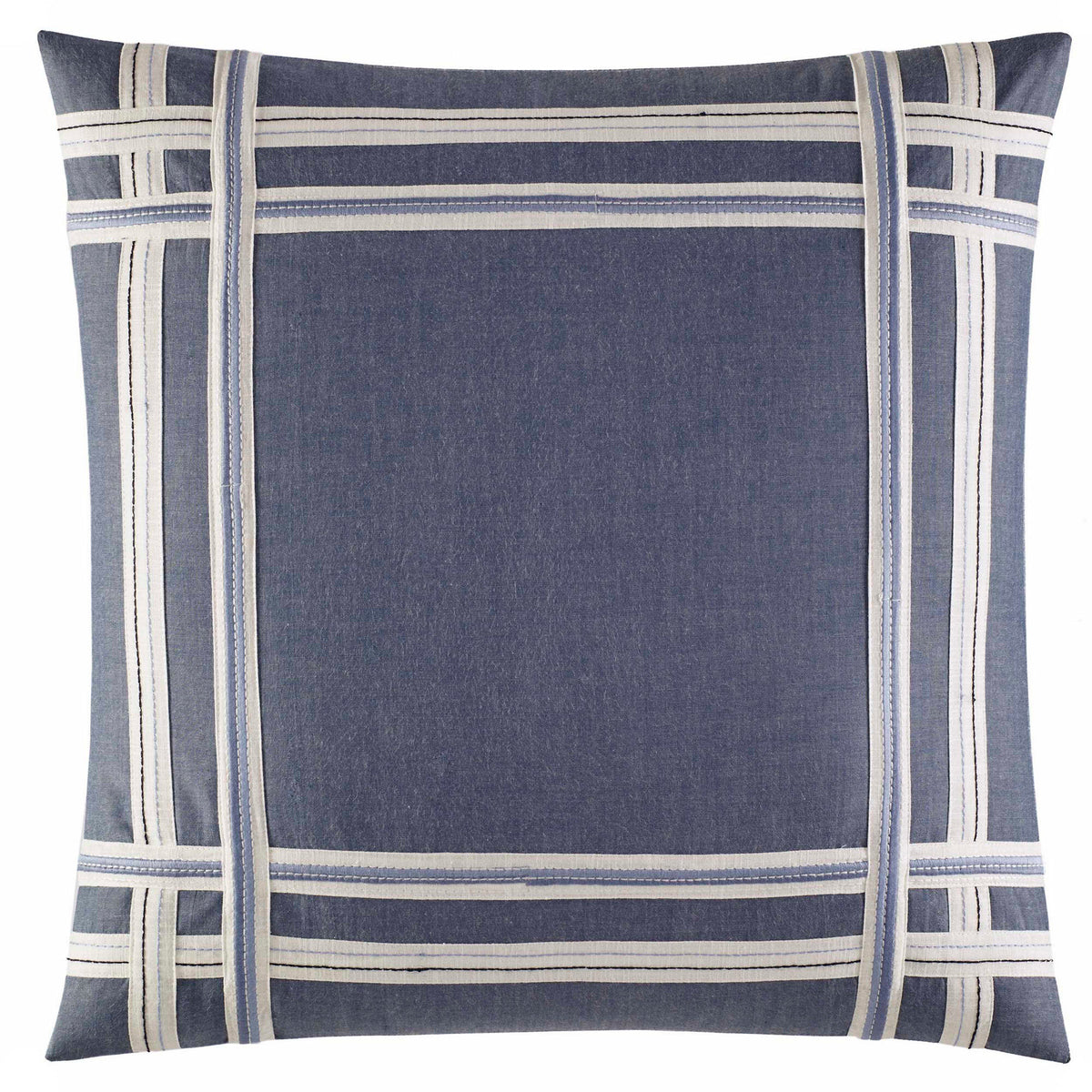 Nautica Fairwater Chambray Taped Applique Throw Pillow Bright Cobalt
