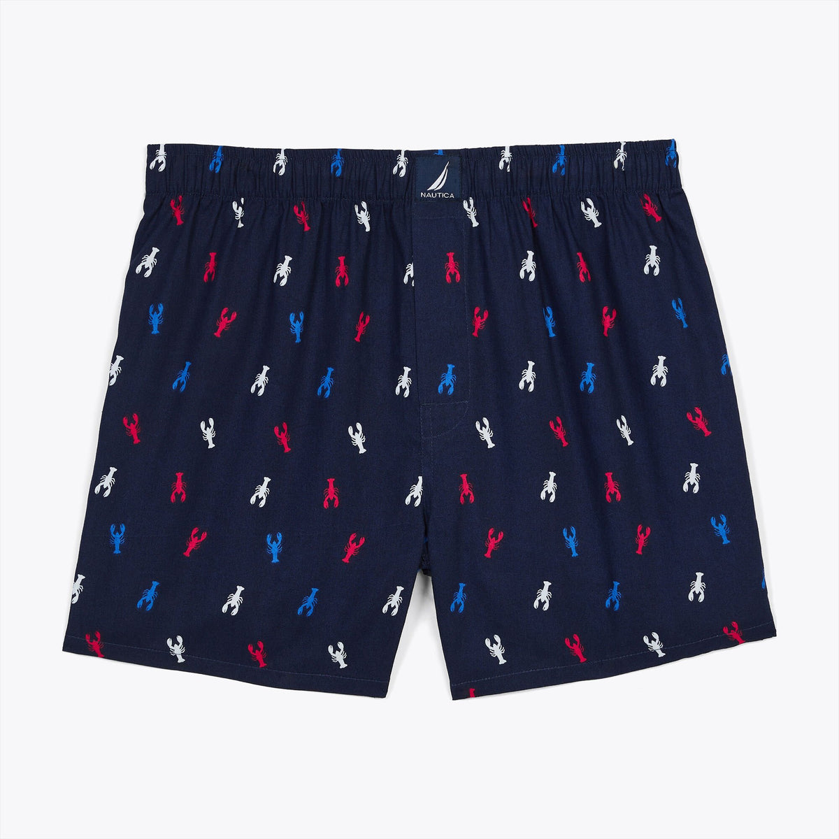 Nautica Men's Lobster Print Woven Boxer Narragansett Grey Wash