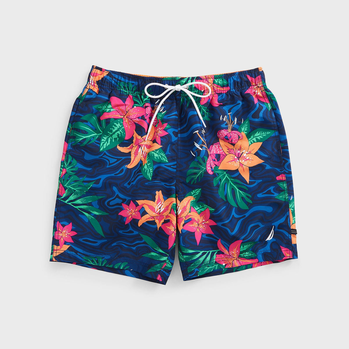 Nautica Men's 8.5" Big & Tall Floral Camouflage Print Swim Short Estate Blue