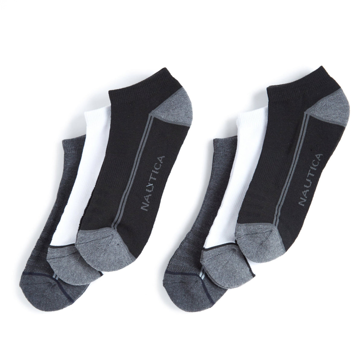 Nautica Men's 6 Pack Athletic Core Logo Sock True Black
