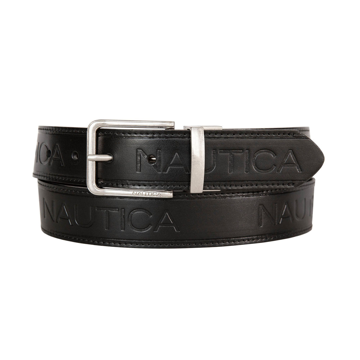 Nautica Men's Logo Embossed Belt Black