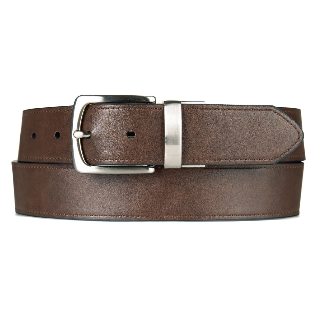 Nautica Men's Reversible Logo Ribbon Belt Brown Stone