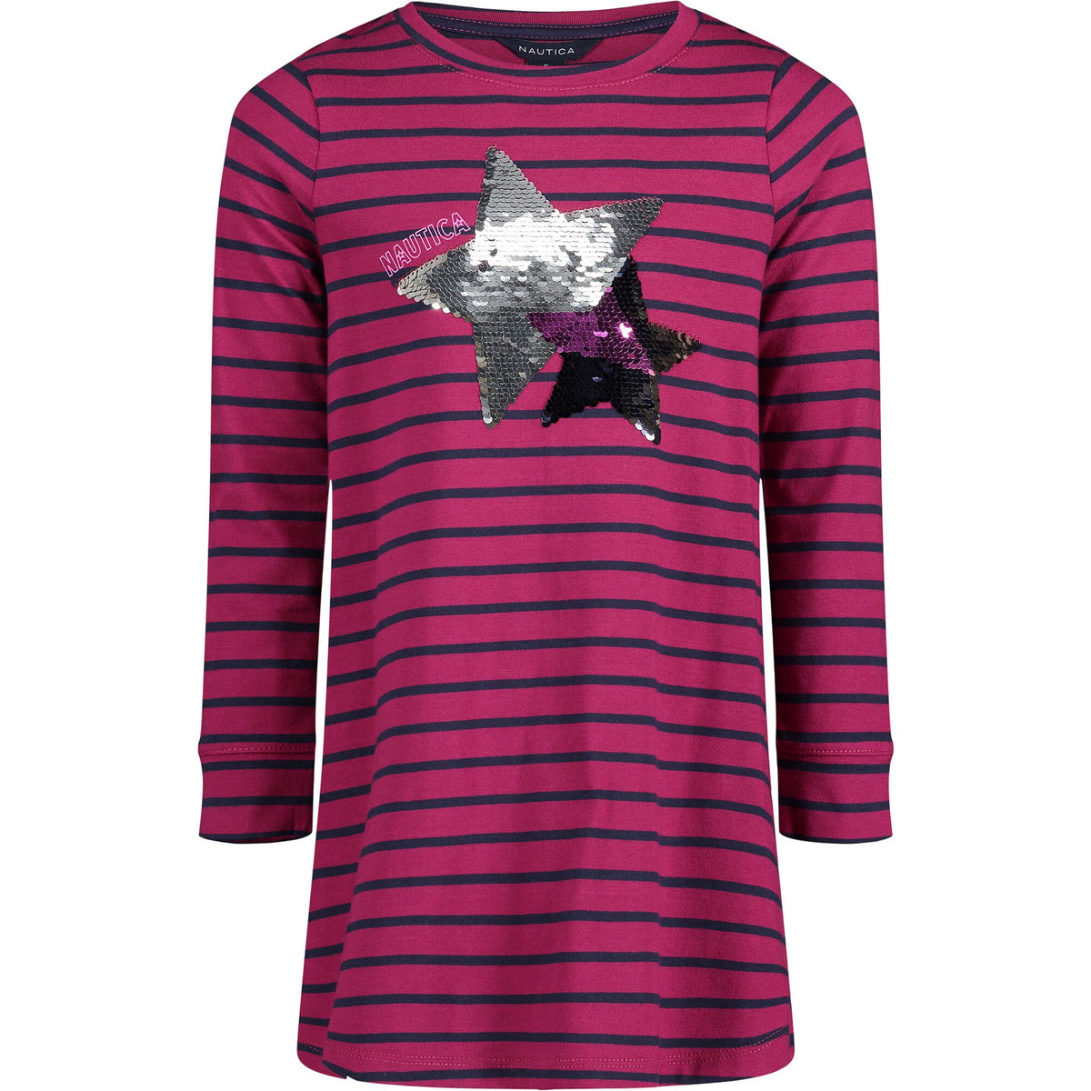 Nautica Girls' Star Sequin Ruffle Dress (7-16) Dusty Pink