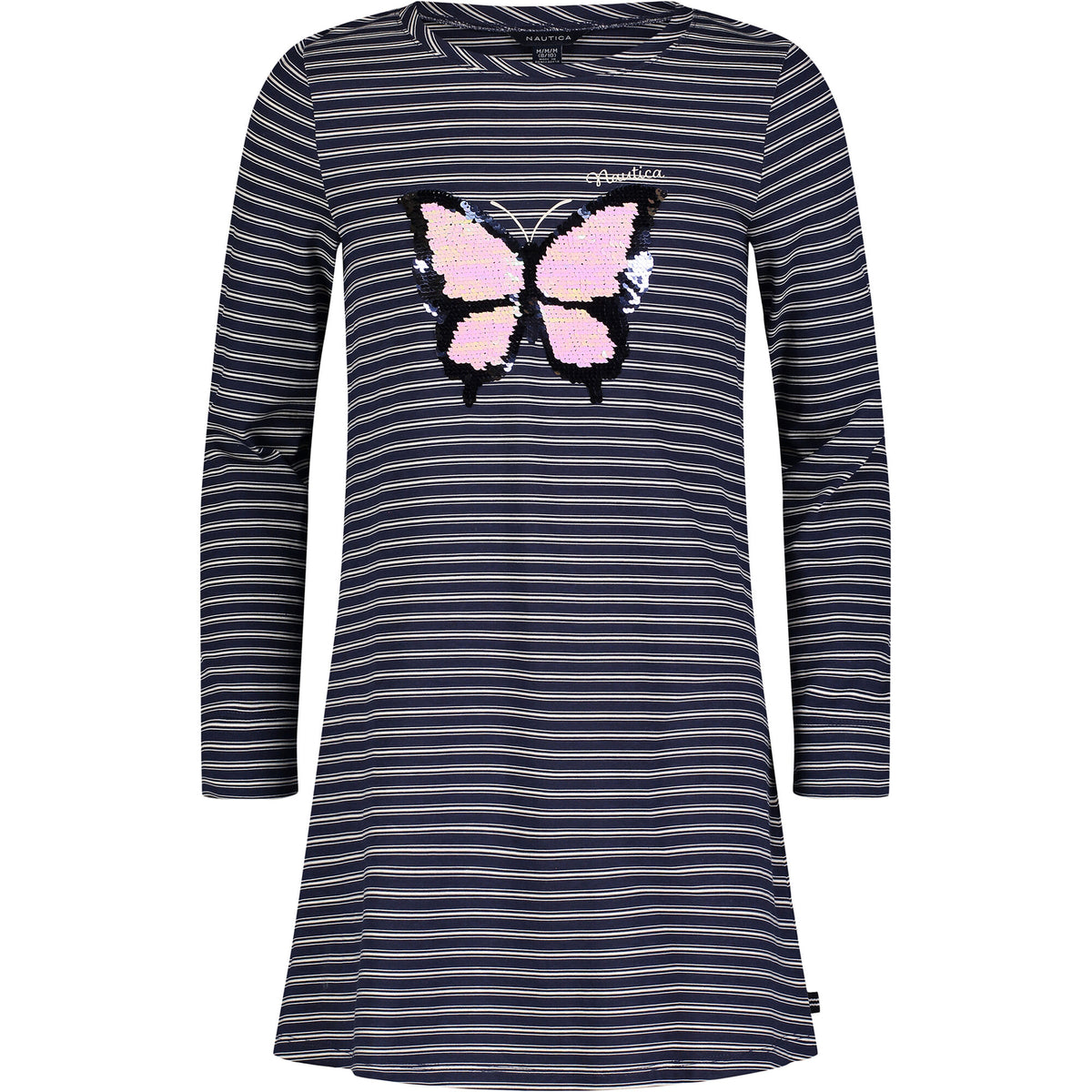 Nautica Toddler Girls' Butterfly Sequin Striped Dress (2T-4T) Navy