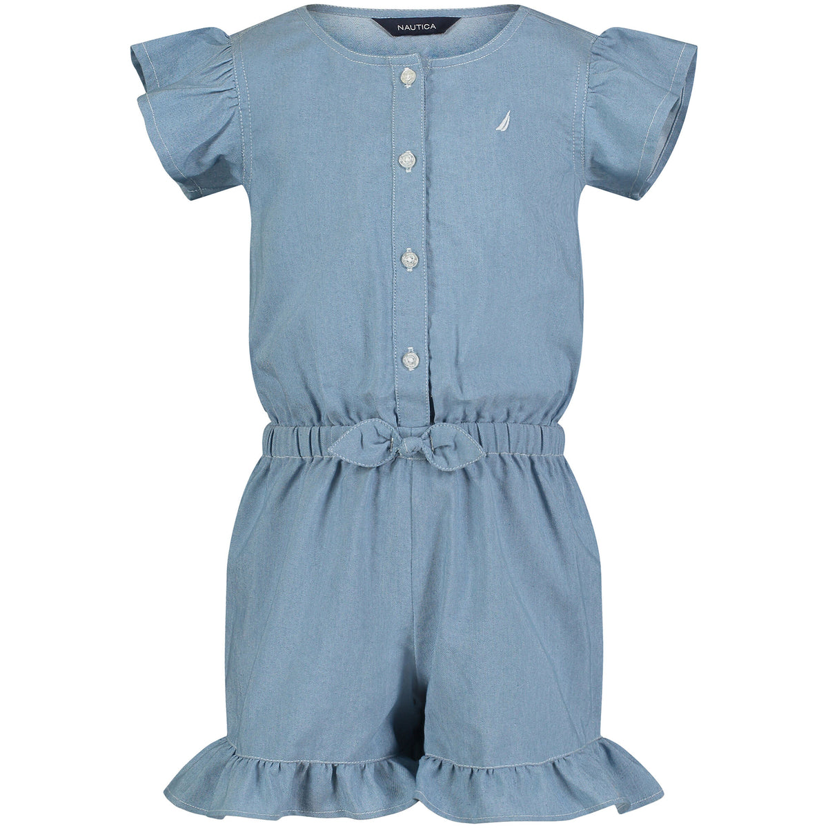 Nautica Toddler Girls' Denim Romper (2T-4T) Estate Blue