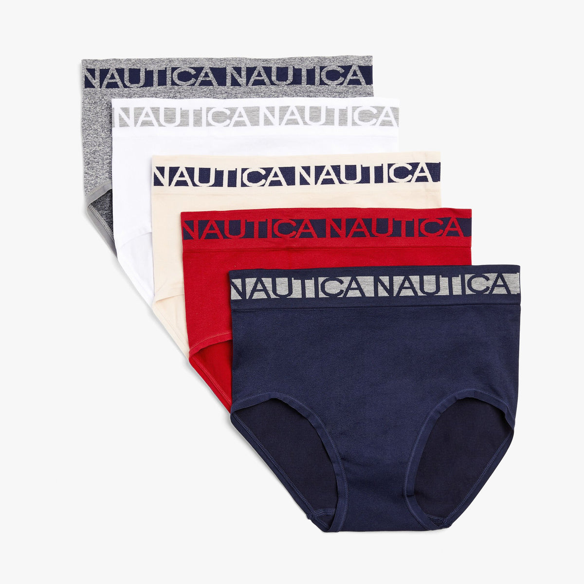 Nautica Women's Striped Seamless Logo Brief Antique White Wash