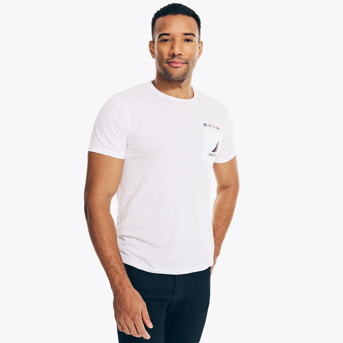 Nautica Men's Big & Tall Sustainably Crafted Flag N83 Graphic T-Shirt Bright White