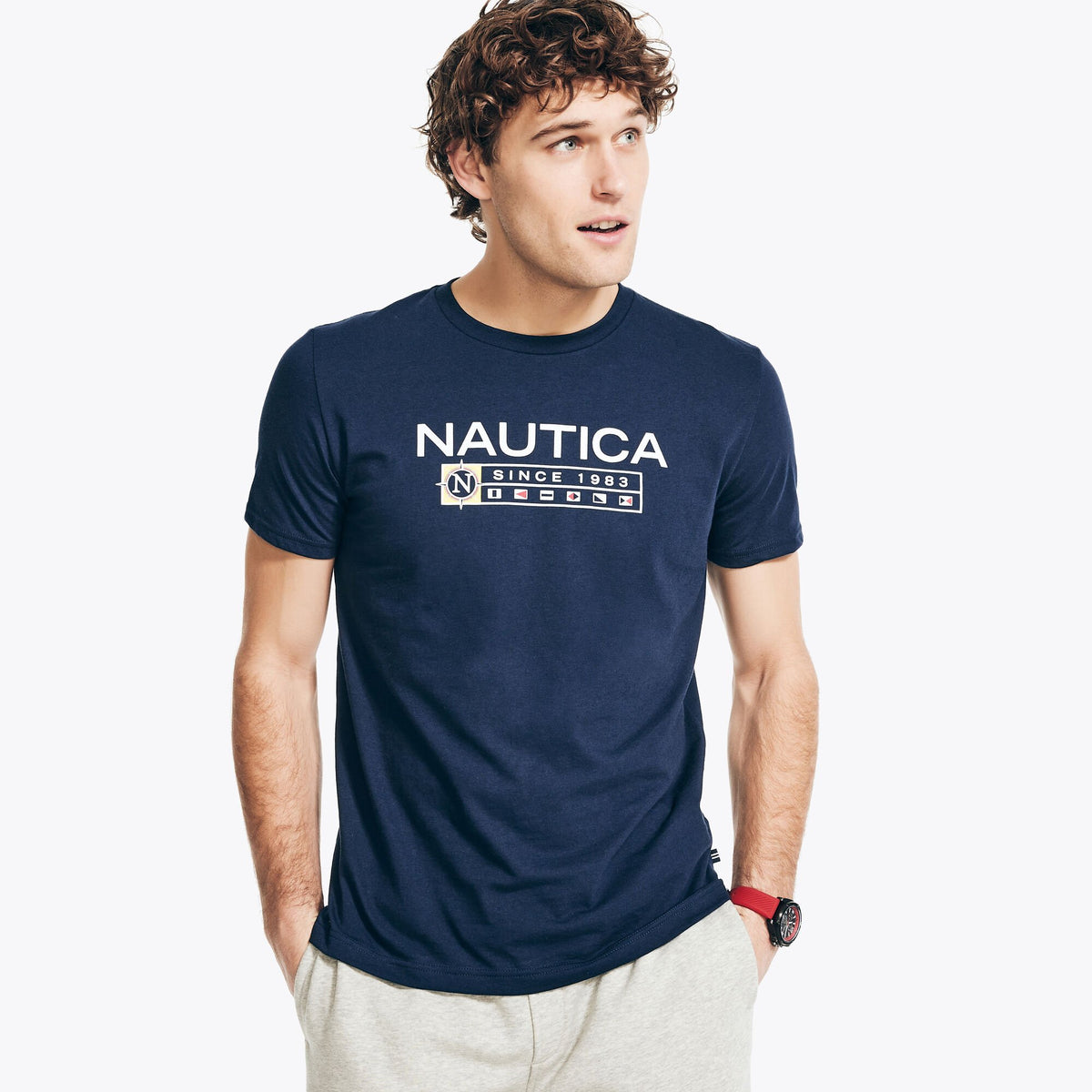 Nautica Men's Big & Tall Sustainably Crafted Logo Graphic T-Shirt Navy