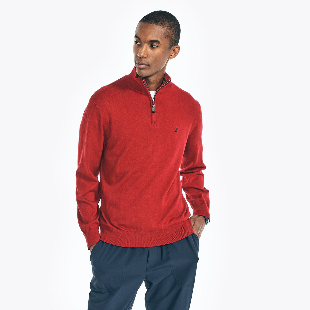 Nautica Men's Navtech Quarter-Zip Sweater Melonberry