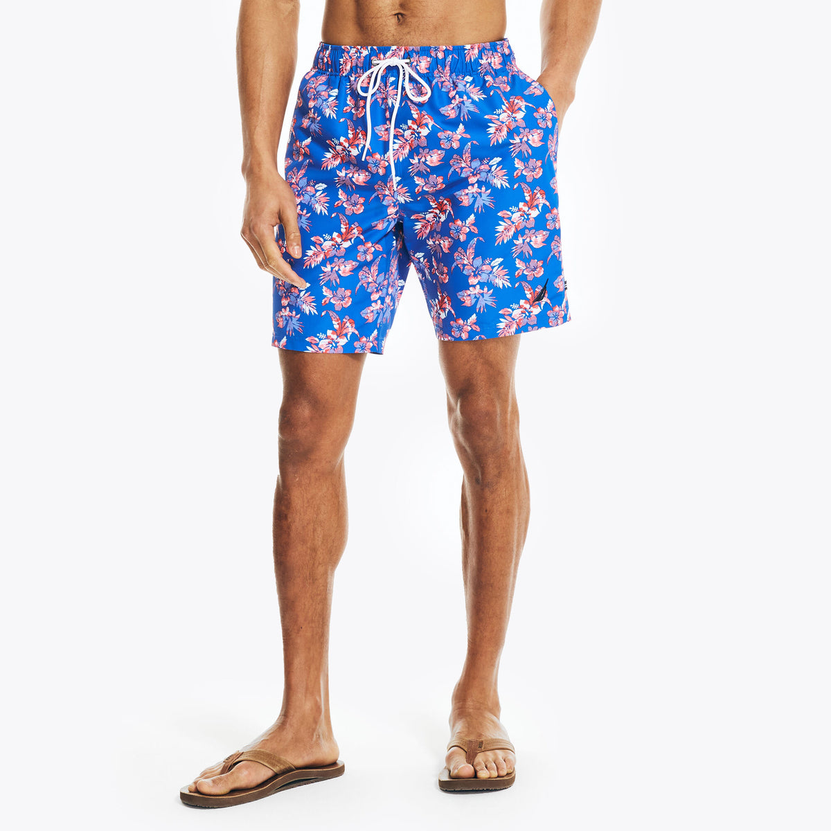 Nautica Men's Sustainably Crafted 8" Printed Swim True Navy