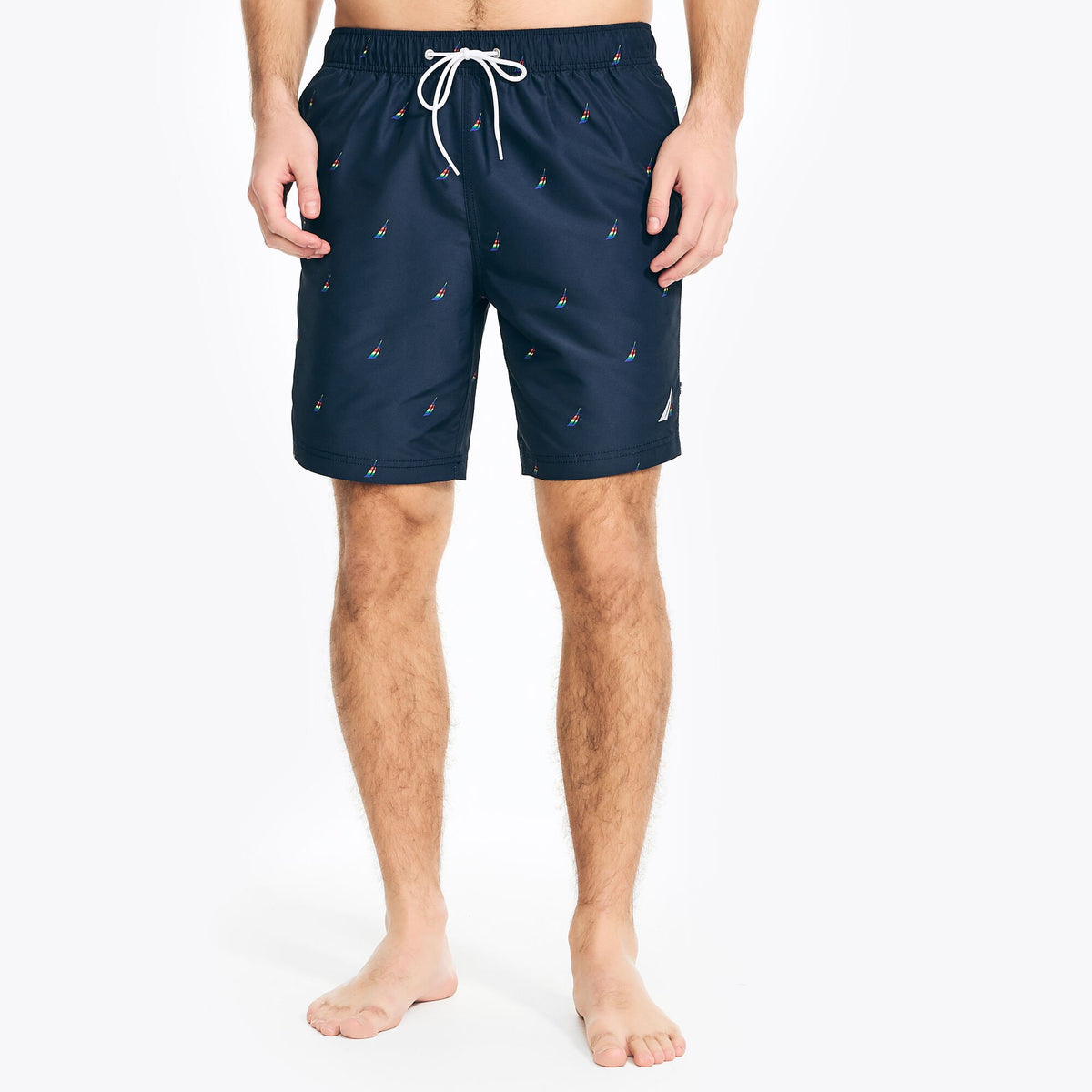 Nautica Men's Pride Sustainably Crafted 8" J-Class Print Swim Navy