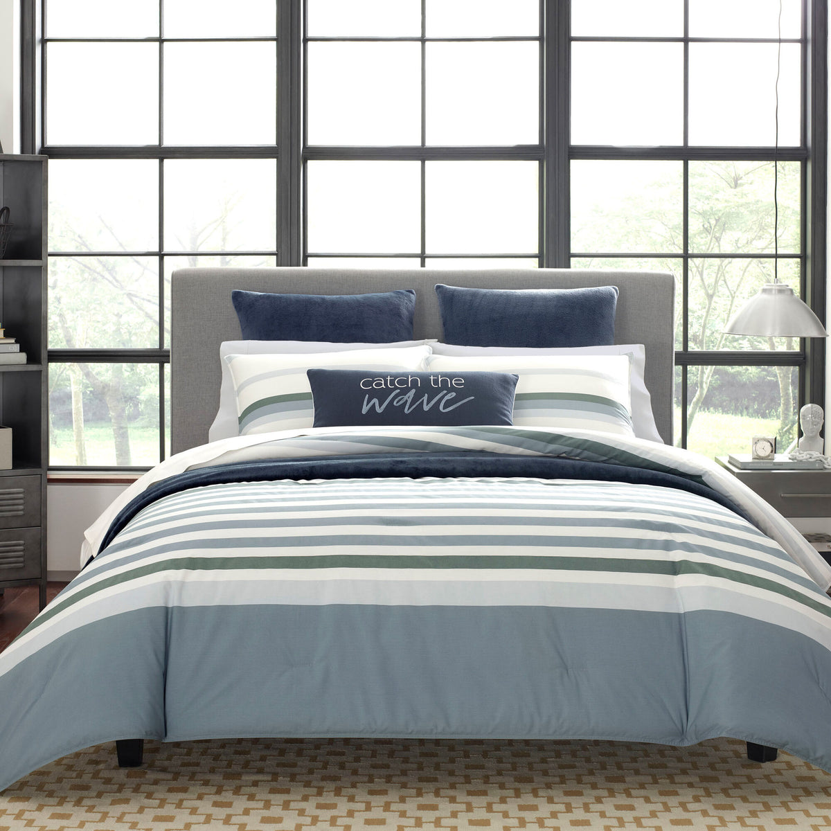 Nautica Lansier Comforter & Sham Set In Grey Rolling River Wash
