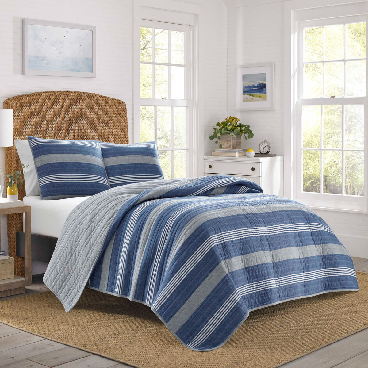 Nautica Saltmarsh Twin Quilt Set Blue Mirage