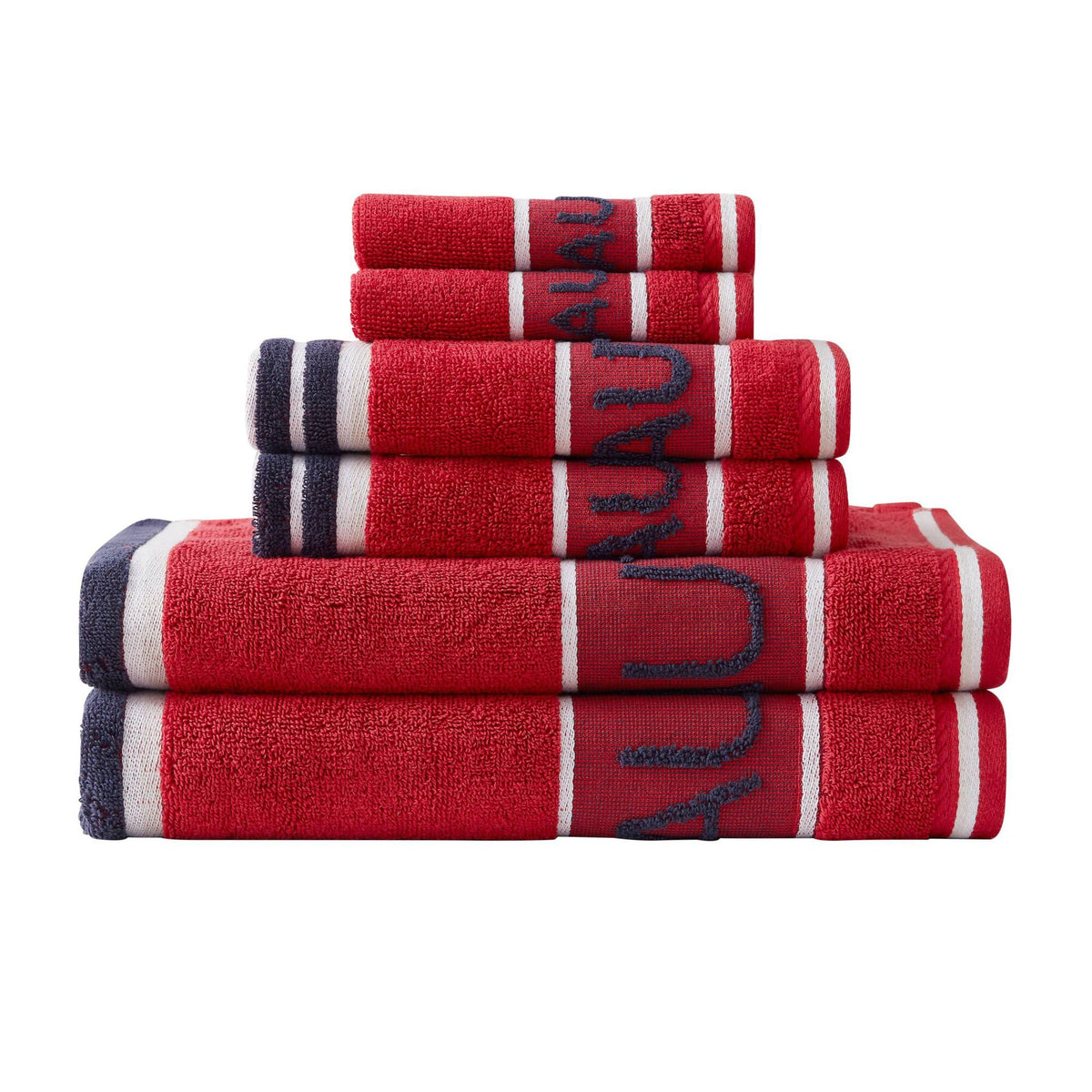 Nautica Radar Striped Logo Towel Set Pale Orchid