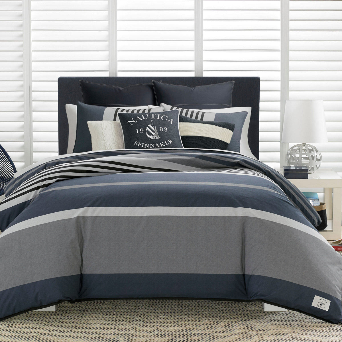 Nautica Rendon Charcoal Duvet Set Navy