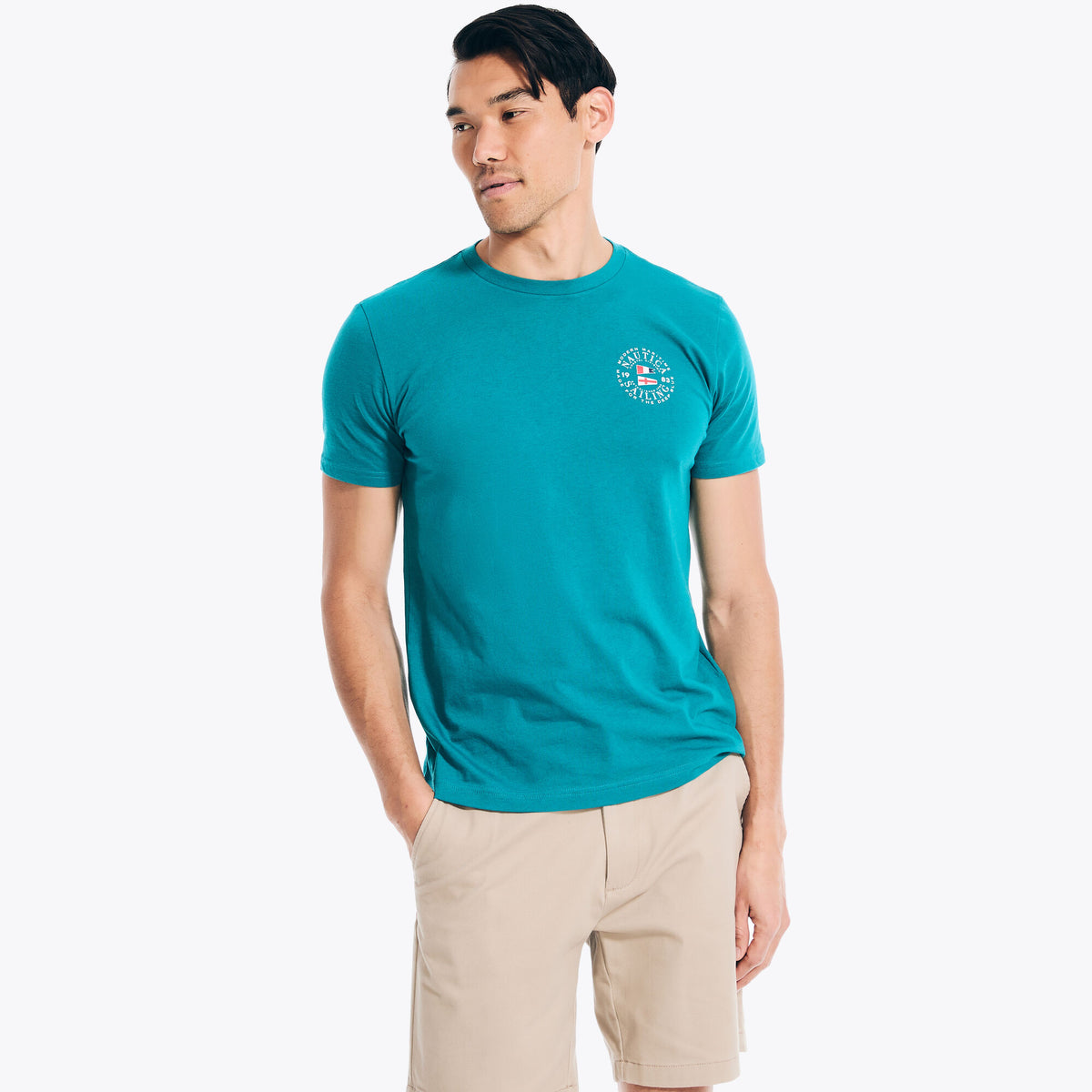 Nautica Men's Sustainably Crafted Heritage Flag Graphic T-Shirt Majolica