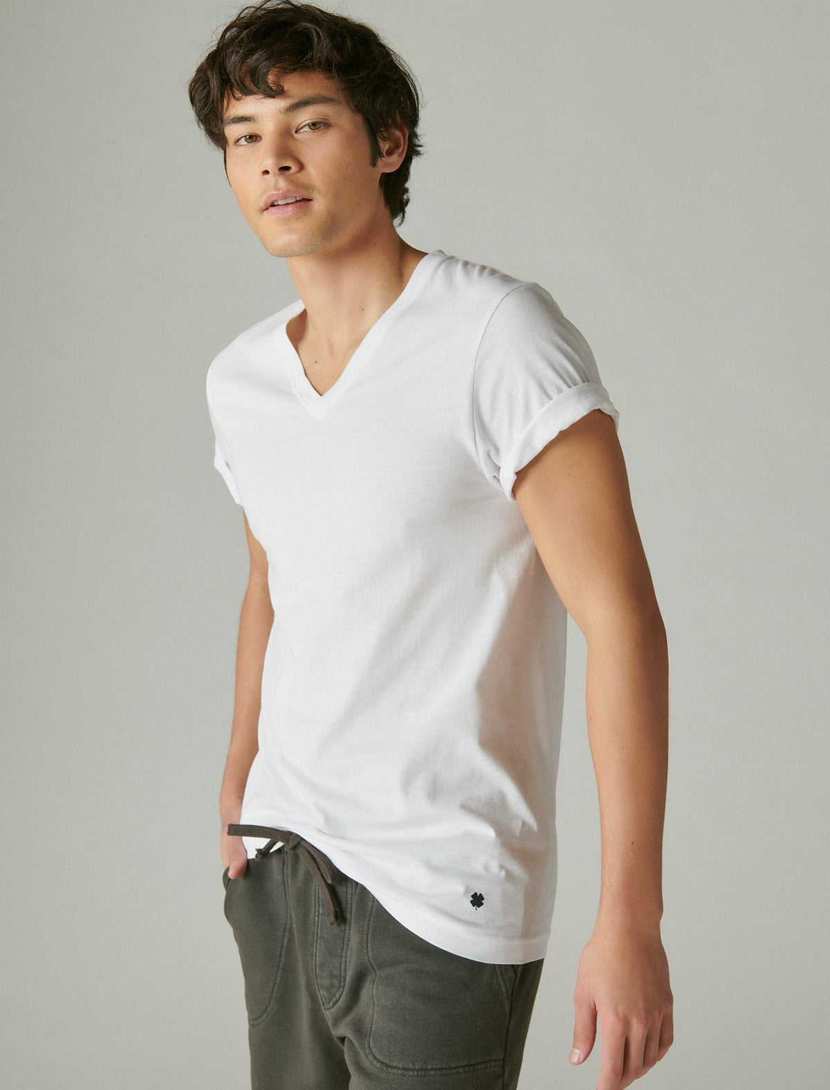 Lucky Brand 3 Pack V Neck Undershirt Tees White