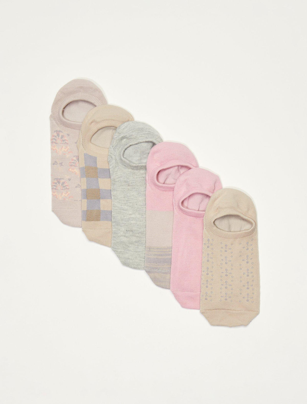 Lucky Brand 6 Pack Multi Super No Show Sock Dark Pink