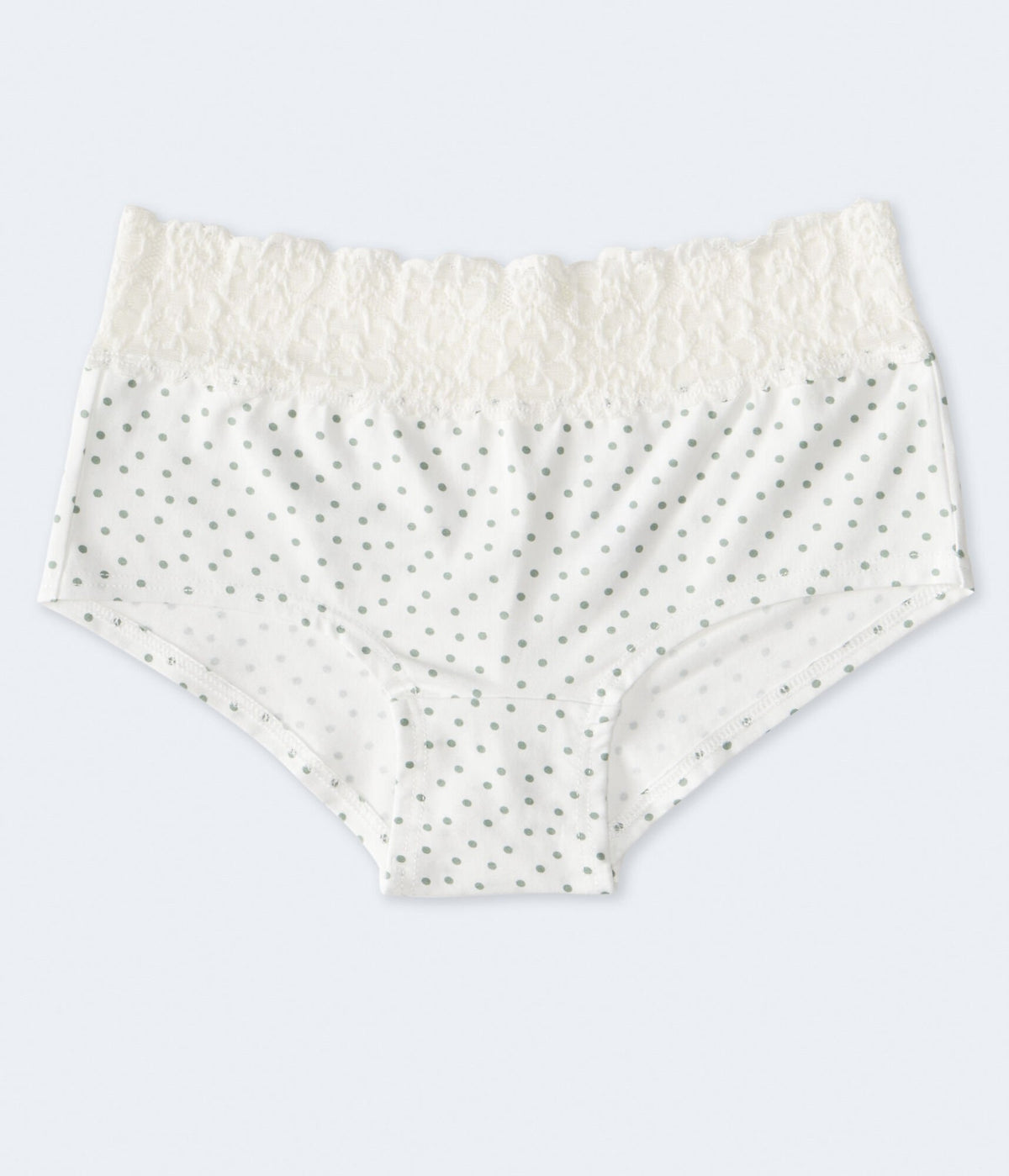 Aeropostale Womens' Dotted Lace-Trim Boyshort - White - Size M - Cotton - Teen Fashion & Clothing Cream