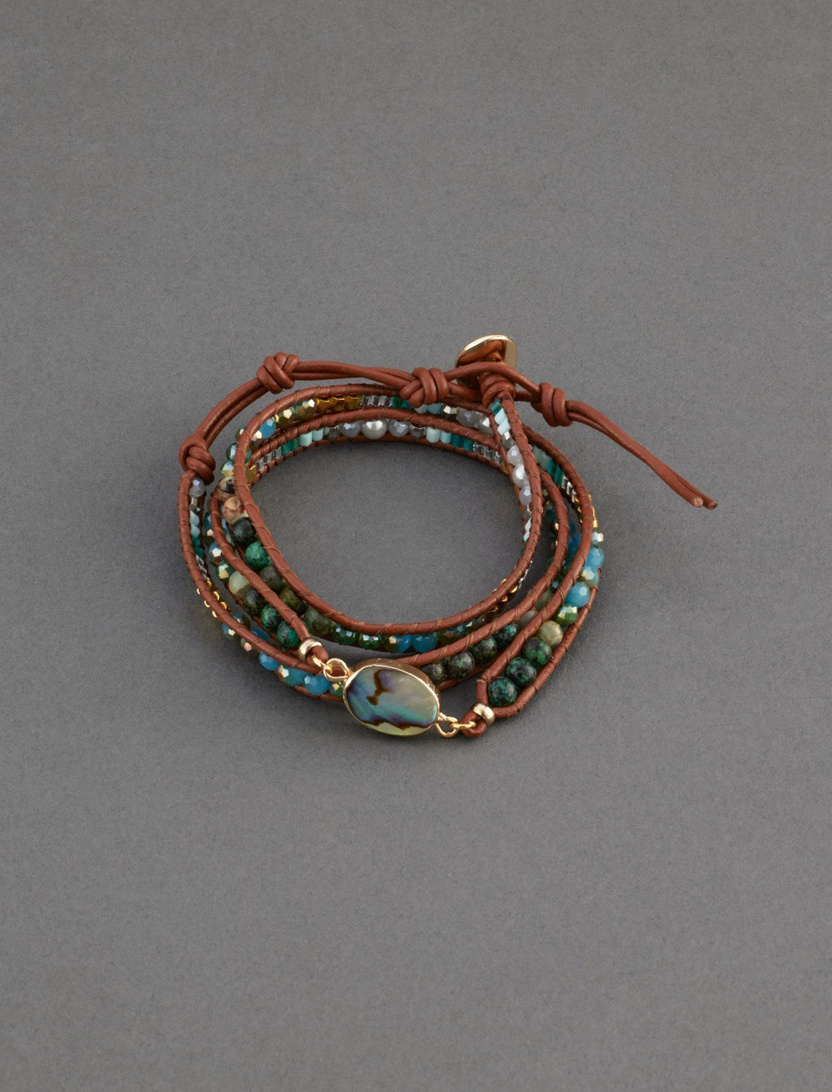 Lucky Brand Abalone Beaded Layer Bracelet Gold