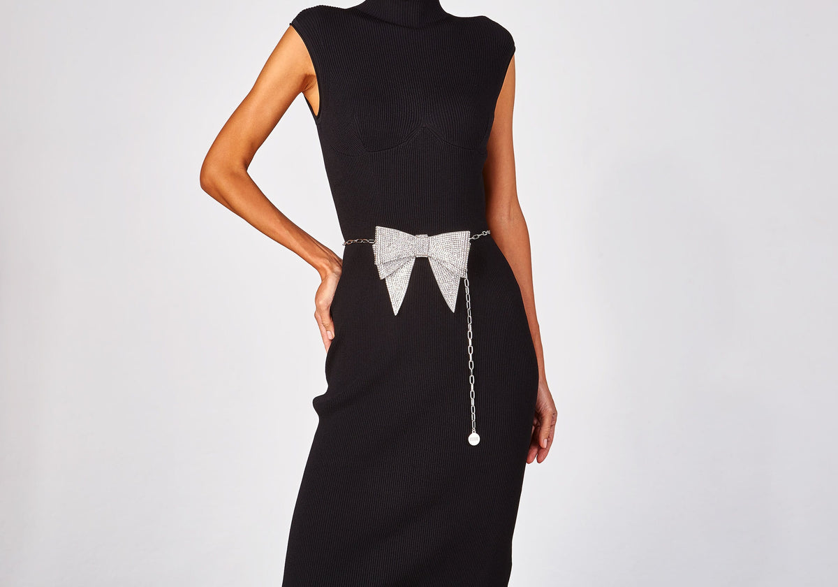 Judith Leiber Couture Judith Leiber Bow Chain Belt Silver