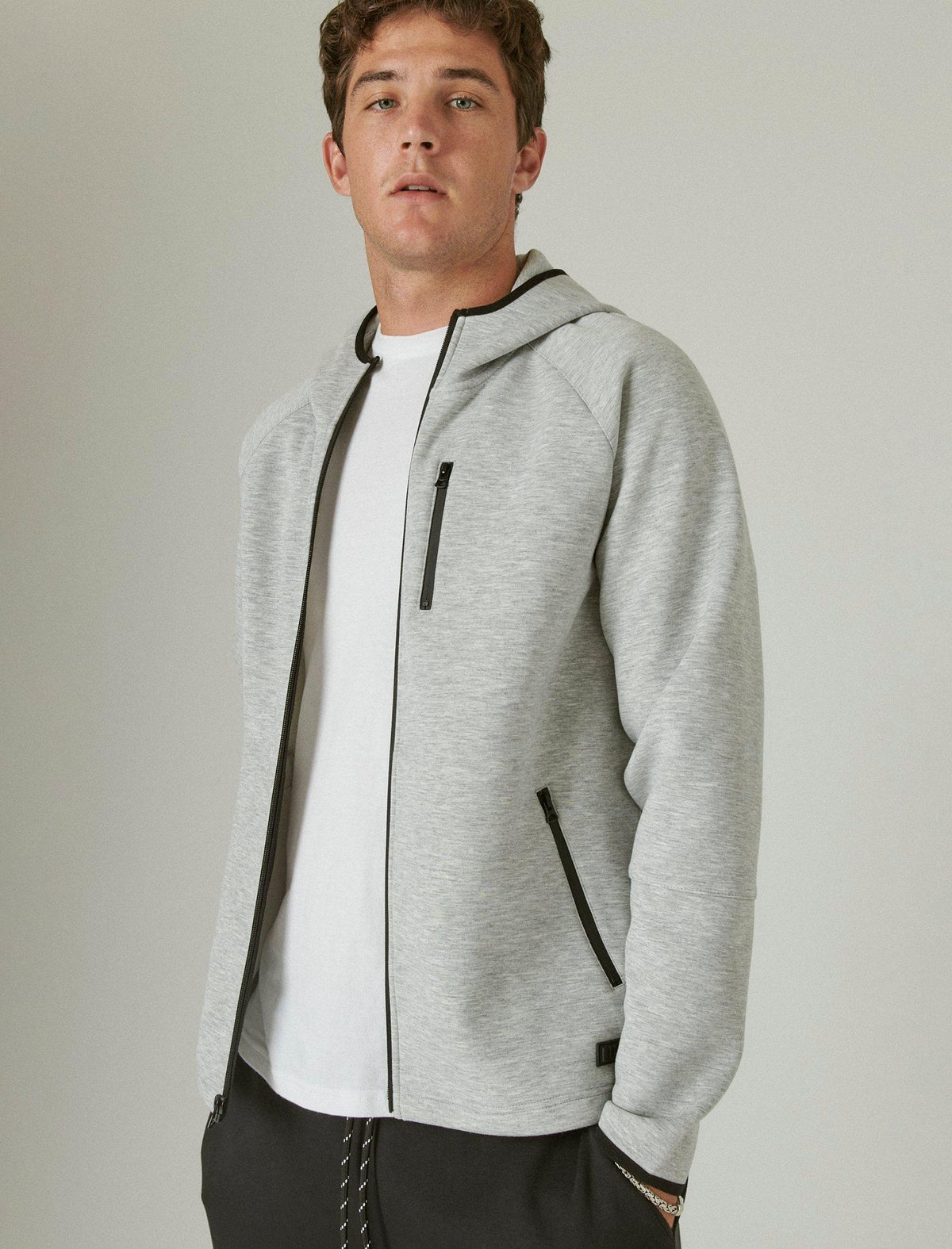Lucky Brand Breathe Easy Tech Fleece Hoodie Heather Grey