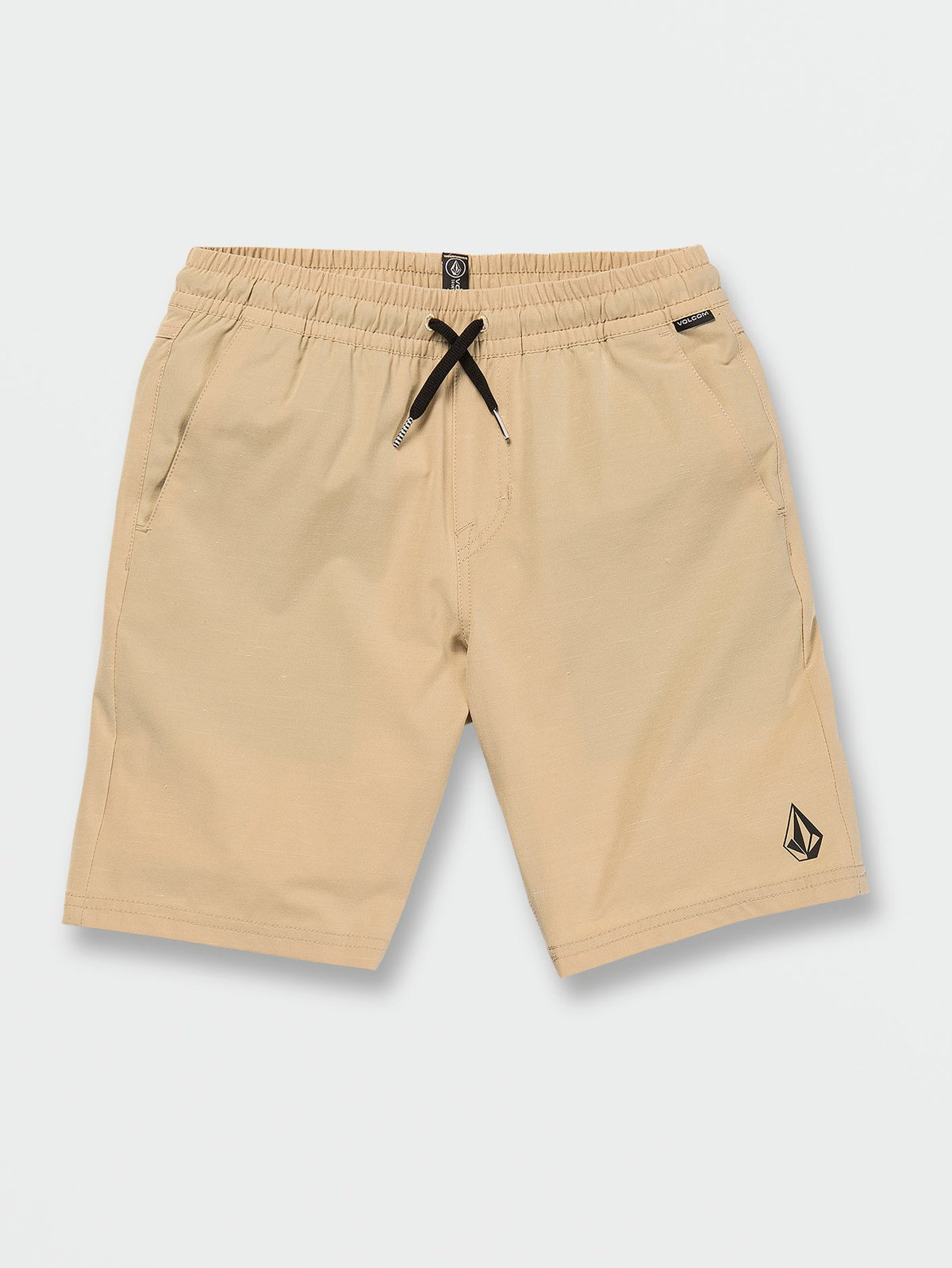 Volcom Understoned Elastic Waist Hybrid Boys Shorts (Age 8-14) Almond