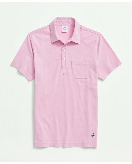 Brooks Brothers Men's Washed Cotton Jersey Polo Shirt Pink