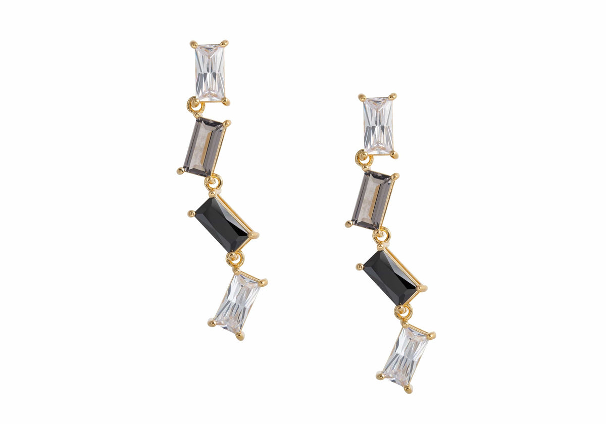 Judith Leiber Couture Zig Zag Rectangle Drop Earrings