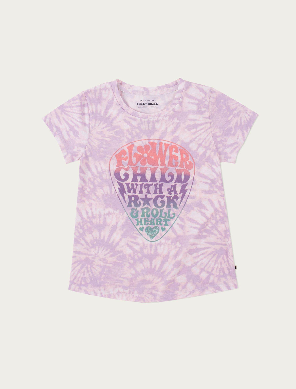 Lucky Brand Girls Flower Child Tie Dye Tee Bright Purple
