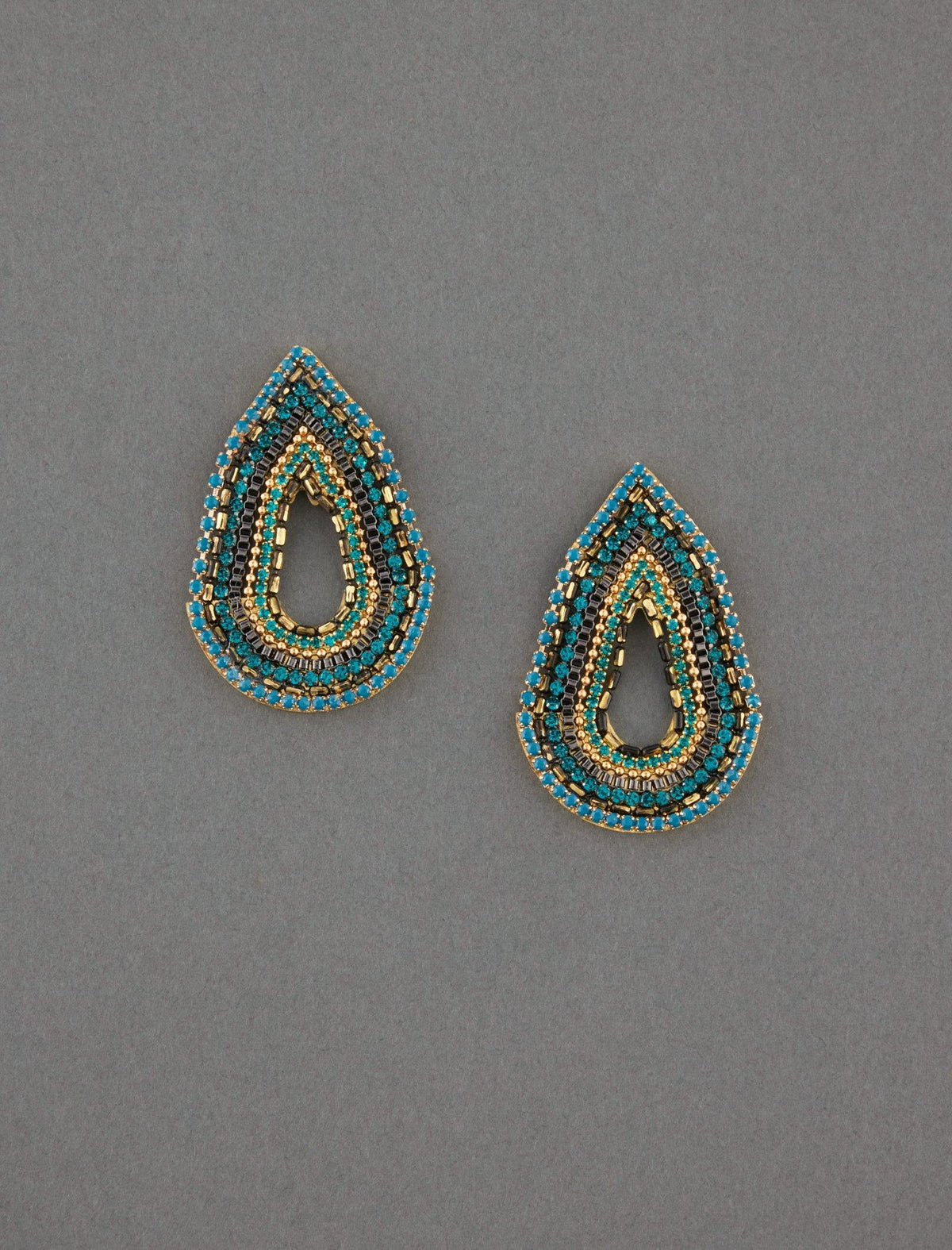 Lucky Brand Green Statement Teardrop Stud Earring Gold