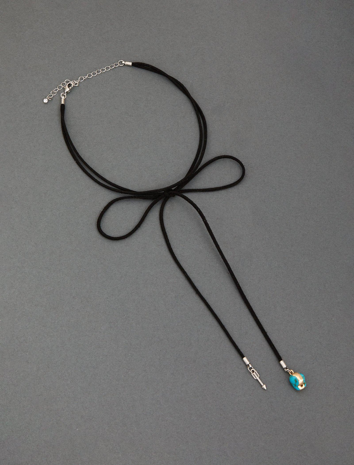 Lucky Brand Leather Tie Choker Silver