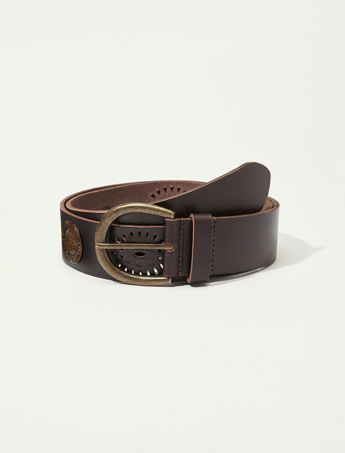 Lucky Brand Lucky Coin & Cut Out Belt Medium Brown