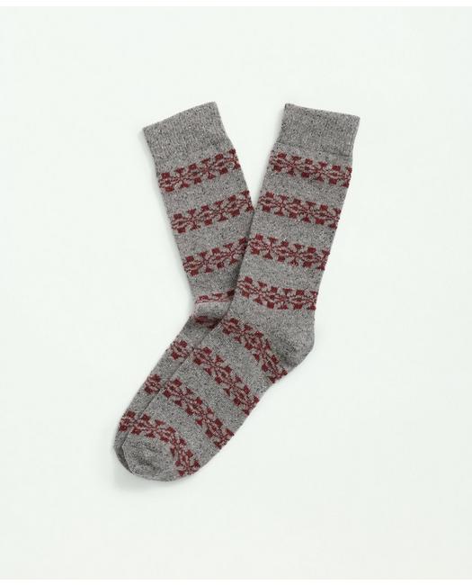 Brooks Brothers Men's Wool-Silk Blend Flecked Fair Isle Socks Grey
