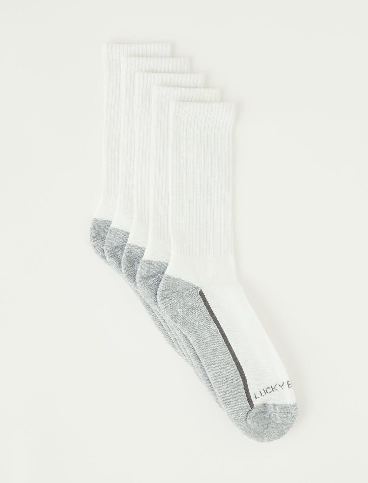 Lucky Brand Men's 5 Pack Color Block Athletic Crew Socks White