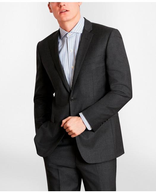 Brooks Brothers Men's Milano-Fit Wool Twill Suit Jacket Charcoal