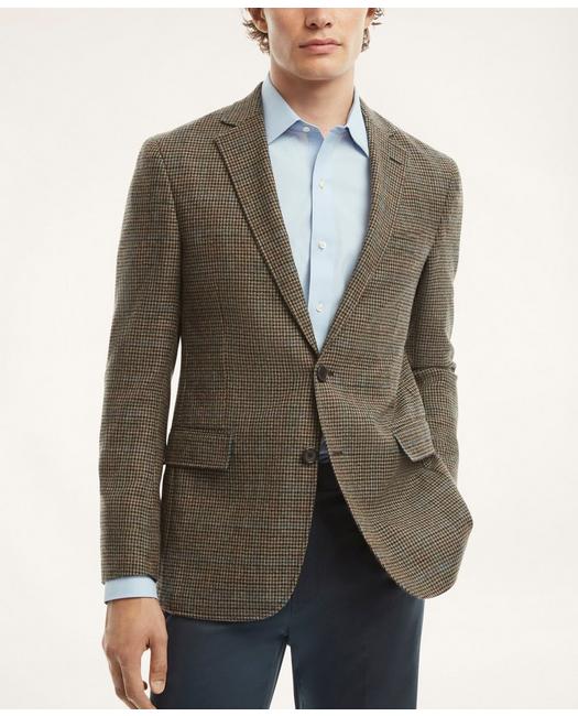 Brooks Brothers Men's Regent Regular-Fit Lambswool Multi-Check Sport Coat Brown