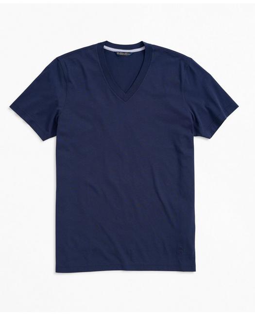 Brooks Brothers Men's Washed Supima Cotton V-Neck T-Shirt Navy