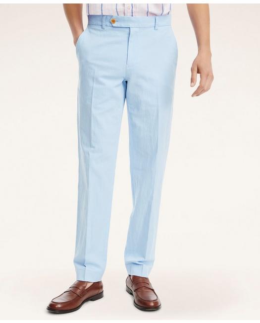 Brooks Brothers Men's Milano Slim-Fit Stretch Cotton Linen Chino Pants Chambray