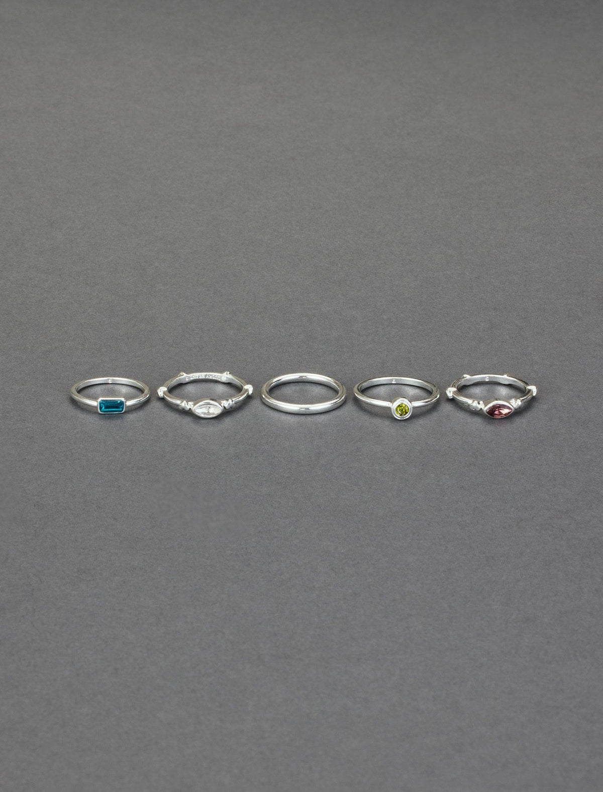 Lucky Brand Multi Stone Ring Stack Silver