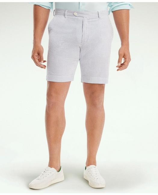 Brooks Brothers Men's Stretch Cotton Seersucker Shorts Blue White