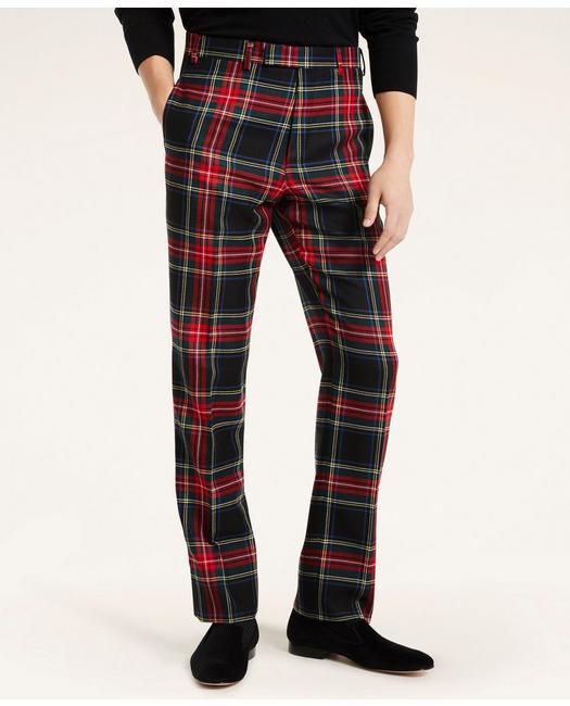 Brooks Brothers Men's Regent Fit Tartan Tuxedo Pants Red