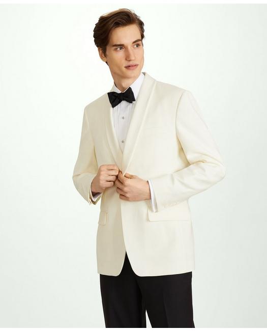 Brooks Brothers Men's Slim Fit Wool 1818 Dinner Jacket White