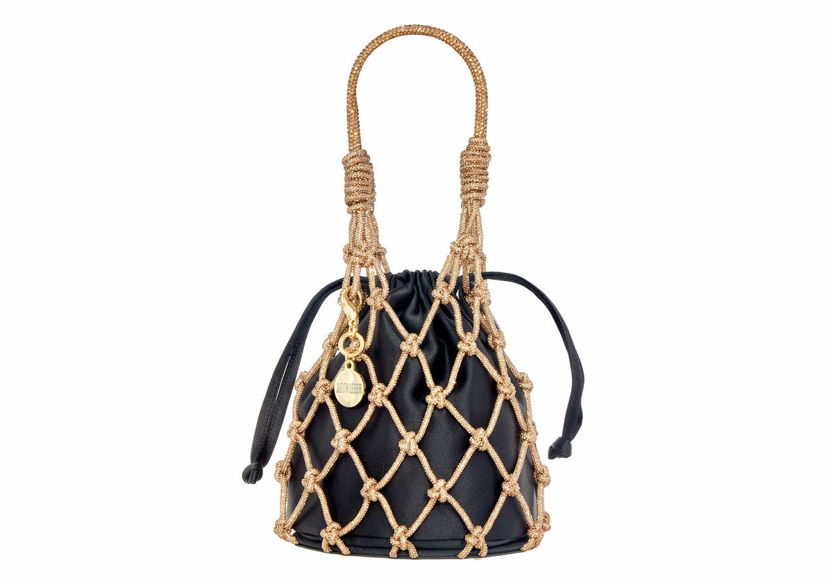 Judith Leiber Couture Judith Leiber Sparkle Gold Black Net Pouch