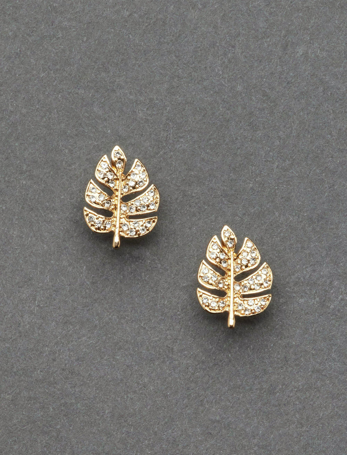 Lucky Brand Pave Monstera Stud Gold
