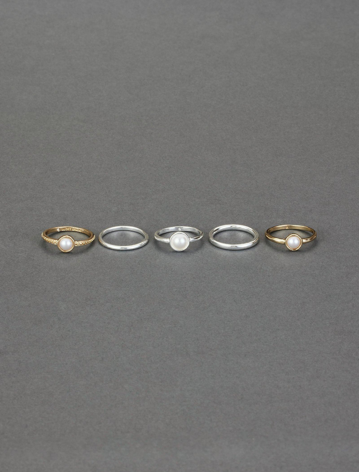 Lucky Brand Pearl Ring Stack Two Tone